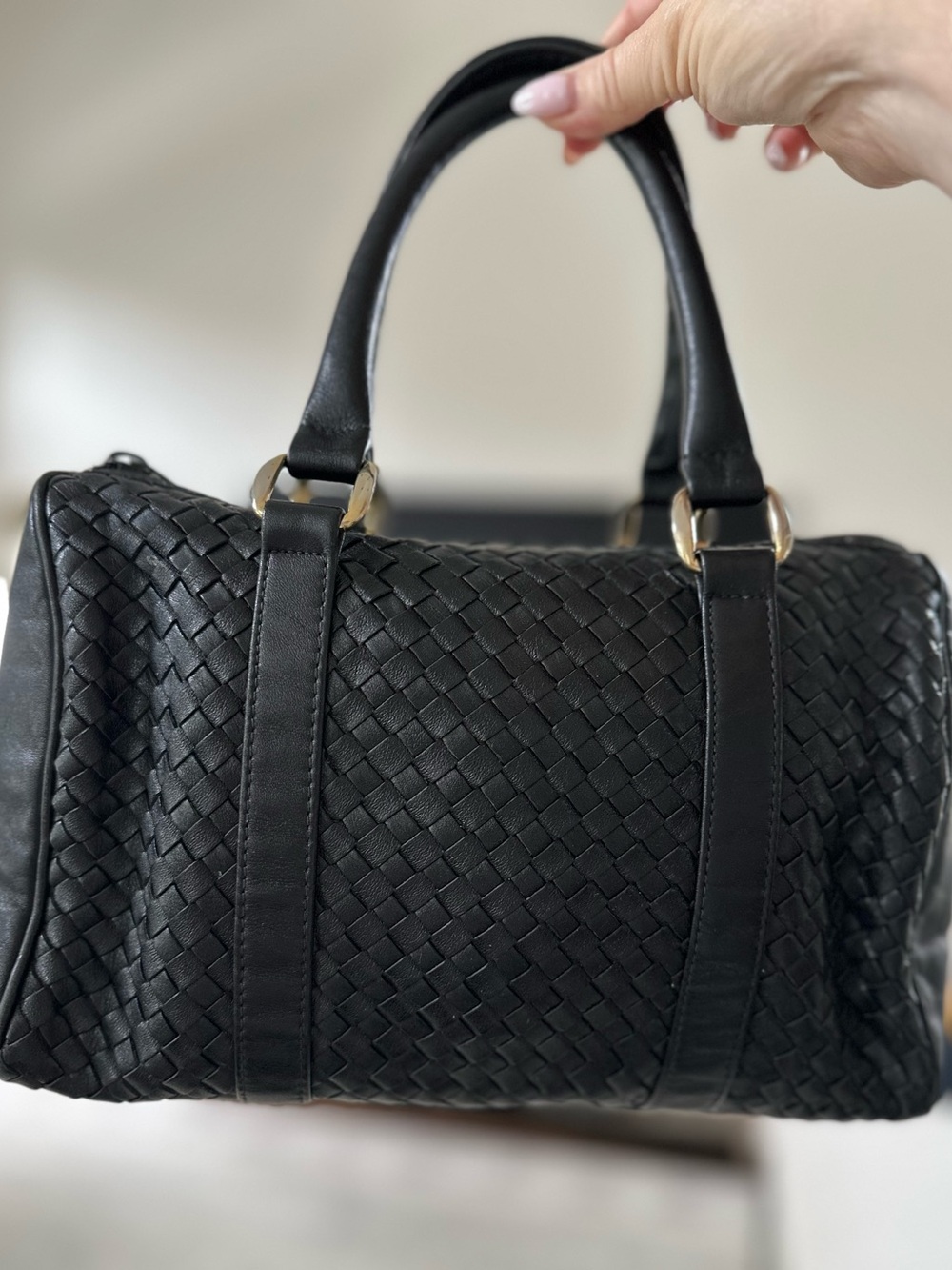Vintage Ganson Genuine Leather Top Handle Bag - Black